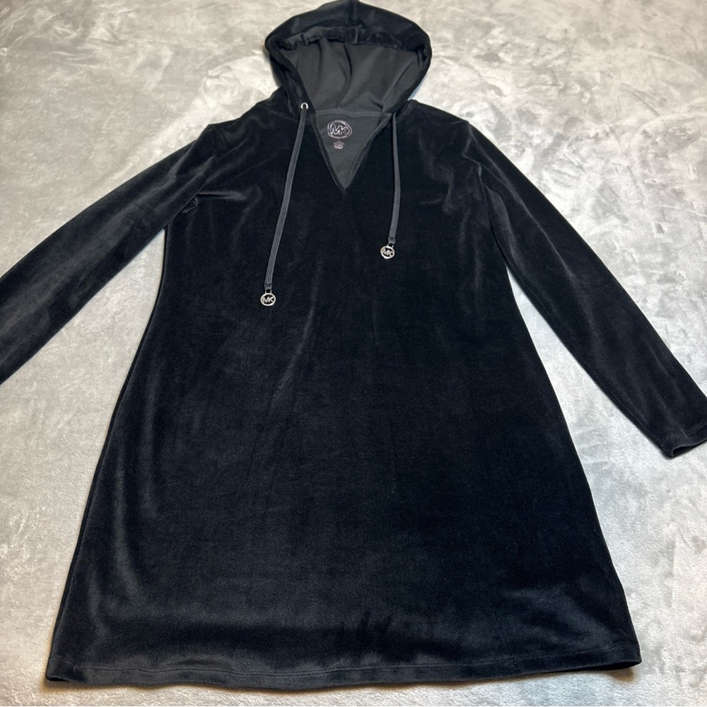 Michael kors Black velour Hooded jacket with silver embellishments medium